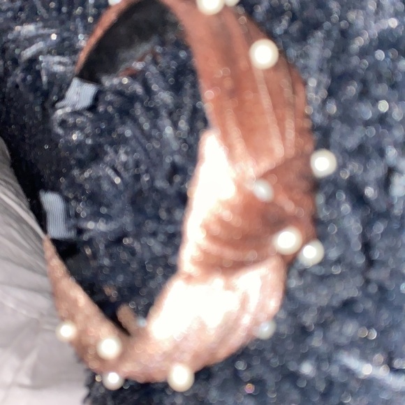 Fashion taupe brown velvet  pearl knot headband New - Picture 7 of 8